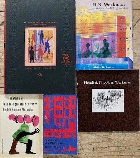 H.N. Werkman - Lot met 5 uitgaven - 1968-2004, Antiek en Kunst, Antiek | Boeken en Bijbels