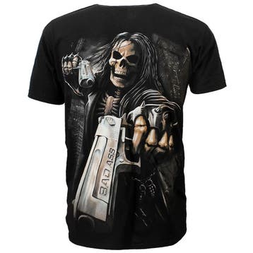 Hitman Skeleton Twee Badass Guns T-Shirt Zwart, Verzenden, Nieuw