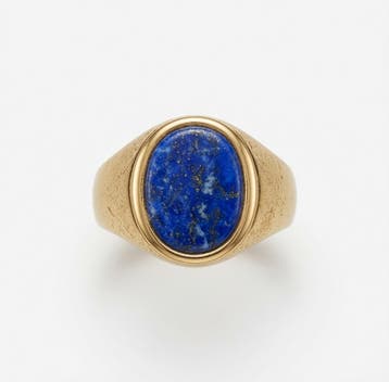 Goud-Stijl Vergulde Lapis Lazuli Ring 19mm Sieraden, 18 tot 19, Nieuw, Dame of Heer, Met edelsteen