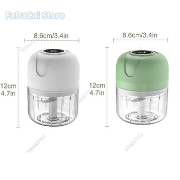 USB elektrische knoflookhakker 250 ml met 6 messen, Verzenden, Nieuw in verpakking