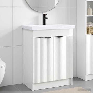 vidaXL Badkamermeubelset Hoogglans Wit 56 x 37,5 x 81 cm, Verzenden, Nieuw
