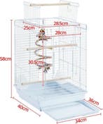 2dekans | Yaheetech Vogelkooi Met Speelgoed – 40 x 40 x 58, Dieren en Toebehoren, Vogels | Hokken en Kooien, Ophalen of Verzenden