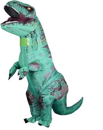 KIMU® Opblaas Kostuum T-Rex Groen Opblaasbaar Pak Dinopak Ma, Carnaval, Nieuw, Overige maten, Ophalen of Verzenden