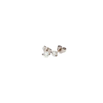 Witgouden solitair oorstekers met diamant 18 karaat, Sieraden, Tassen en Uiterlijk, Oorbellen, Verzenden, Zo goed als nieuw, Goud