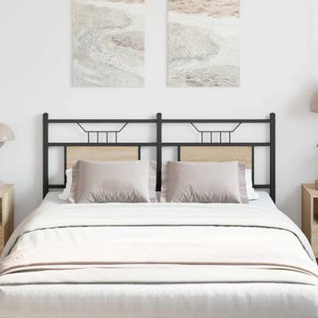 vidaXL Vervangend hoofdbord Sonoma 150 cm spaanplaat staal, Verzenden, Nieuw, Bruin, Hout