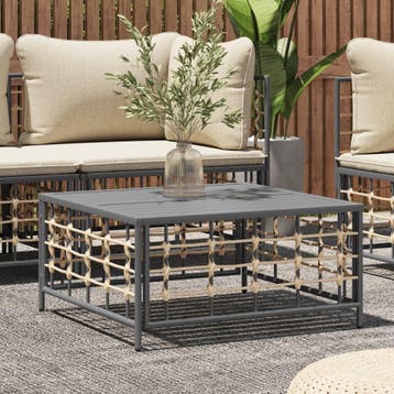 vidaXL Tuintafel 70x70x34 cm poly rattan antracietkleurig, Verzenden, Nieuw