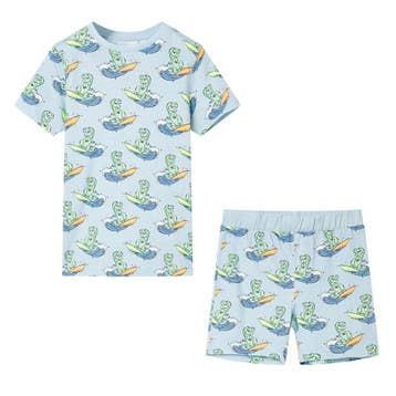 vidaXL Kinderpyjama met korte mouwen 128 lichtblauw, Verzenden, Nieuw