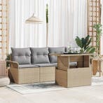 vidaXL Tuin Sofa Set met kussen 5 pcs Beige poly rattan, Verzenden, Nieuw, Rotan