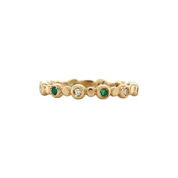 Gouden ring met smaragd en diamant 14 krt*nieuw, Verzenden, Zo goed als nieuw, Goud