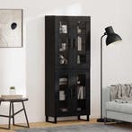 vidaXL buffetkast 2 pcs Zwart Eiken Geengineerd Hout en Glas, Minder dan 50 cm, Verzenden, Nieuw, Minder dan 100 cm