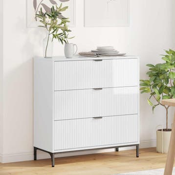vidaXL Dressoir Hoogglans wit 79,5 x 33 x 82 cm Bewerkt hout, Verzenden, Nieuw, Overige houtsoorten, Minder dan 50 cm