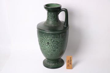 Emerald Patina Vaas met dubbele handvatten in bronzen stijl