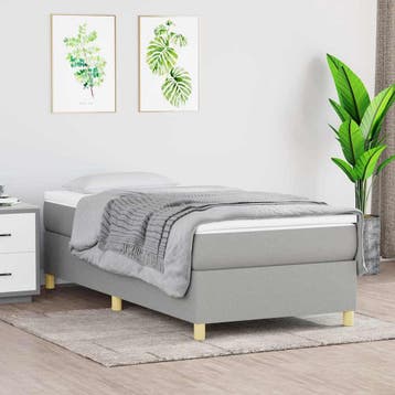 vidaXL Boxspring bed 90x200 cm stof lichtgrijs, 90 cm, Eenpersoons, Verzenden, Nieuw