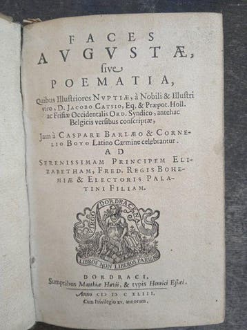 Jacob Catz - Faces Augustae, five poematia, Quibus