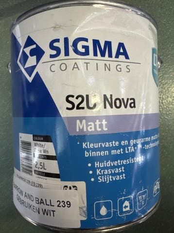Sigma S2U nova matt - farrow and ball 239 gebroken wit -..., Wit, Nieuw, Ophalen of Verzenden, Verf