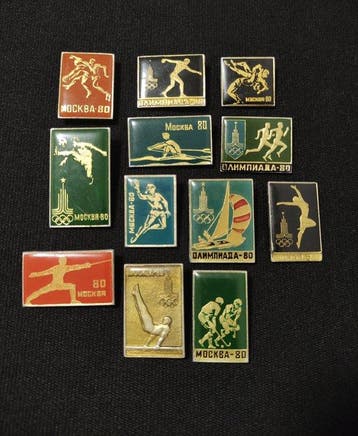 1980 - Verzameling van vintage Olympische insignes (12, Nieuw
