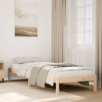 vidaXL Bedframe extra lang zonder matras massief grenenhout, Huis en Inrichting, Slaapkamer | Bedden, Eenpersoons, Bruin, Verzenden