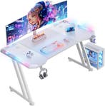Gaming bureau - Gaming desk - Gaming tafel - 140x60 cm - Wit, Verzenden, Zo goed als nieuw