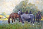 Eugen Osswald (1879-1960) - Chevaux dans la prairie