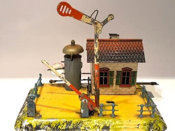 Bing - Speelgoed Blech Bahnhof mit Signal und Uhrwerkbetrieb