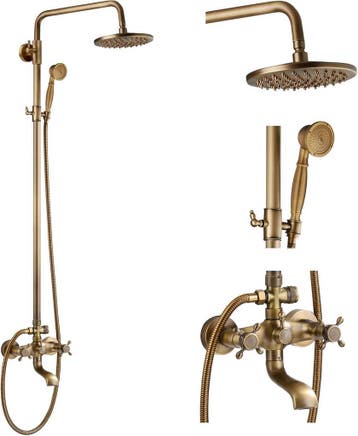 Regendouche Klassiek landelijk Brons Wastafel en Keukenkraan, Ophalen of Verzenden, Nieuw, Koper, Douche