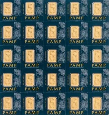 25 x 1 gram goudbaar multigram Pamp Suisse, Verzenden, Goud