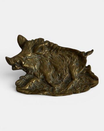 Reliëf, Historismus Bronze-Relief „Laufendes Wildschwein“ –