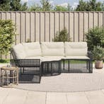 vidaXL Tuinbank met kussens en voetensteun L-vormig poly, Verzenden, Nieuw, Rotan