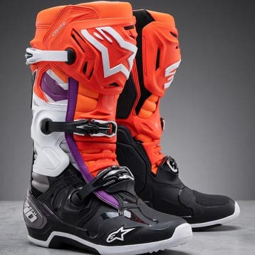 Alpinestars Tech 10 crosslaarzen Oranje Paars - MAAT 44.5, Motoren, Kleding | Motorkleding, Verzenden, Nieuw met kaartje, Motorcrosskleding