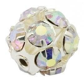 1 x Metalen filigraan kralen met kristal met strass 8mm z..., Ophalen of Verzenden, Nieuw, Kraal