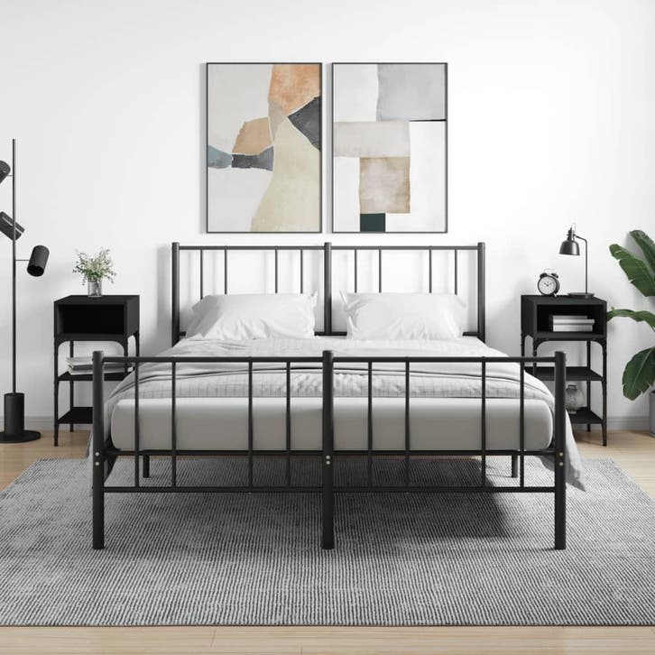 vidaXL Nachtkastjes 2 st 35x34,5x70 cm bewerkt hout zwart, Huis en Inrichting, Slaapkamer | Nachtkastjes, Nieuw, Minder dan 45 cm