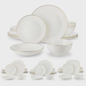 MALACASA Nordic 32-delig Wit Bone China Servies met Gouden R, Verzenden, Nieuw