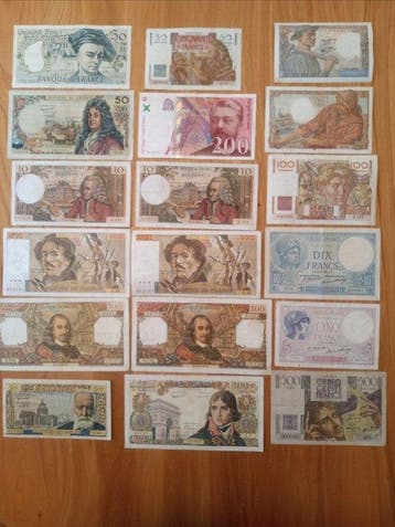 Frankrijk. - 18 Banknotes - Various Dates (Zonder