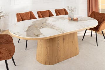 Ovale eettafel UNIQUE 200 cm wit natuurlijk keramiek eiken, Huis en Inrichting, Tafels | Eettafels, Ophalen of Verzenden, Nieuw