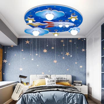 Kinderkamer LED plafondlamp ruimte blauw, Verzenden, Nieuw