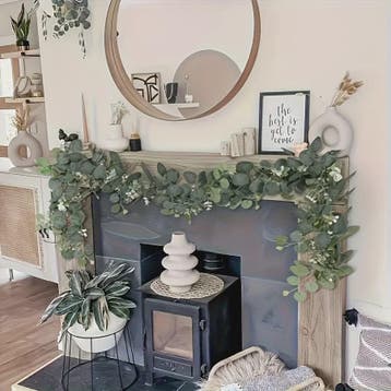 Kunst Eucalyptus Slier met Witte Bloesems - 180cm Decoratiev, Verzenden, Nieuw