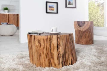 Massief houten salontafel GOA 50cm acaciaboomstamkruk, Huis en Inrichting, Banken | Voetenbanken en Poefen, Ophalen of Verzenden