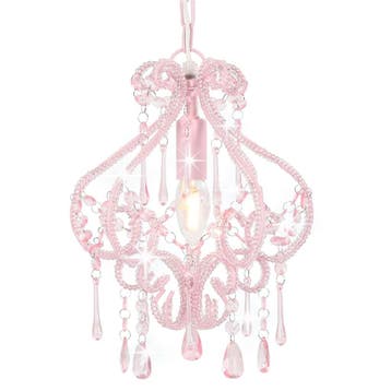 vidaXL Plafondlamp met kralen rond E14 roze, Verzenden, Nieuw