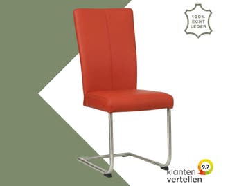 Leren eetkamerstoel Dry - Toledo Siegelstein (rood) -, Nieuw, Leer, Ophalen of Verzenden, Rood