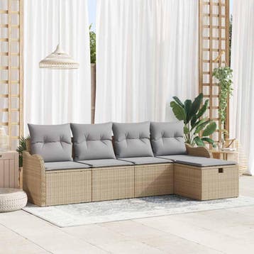 vidaXL Tuin Sofa Set 5 st Poly riet, Verzenden, Nieuw, Rotan, 5 zitplaatsen