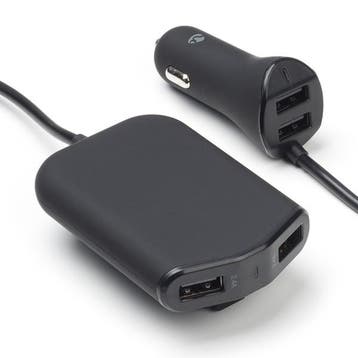 USB autolader | Nedis | 4 poorten (USB A, 48W, Zwart), Verzenden, Nieuw