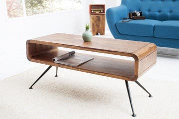 Retro salontafel ALPHA 100cm Sheesham steenafwerking met, Ophalen of Verzenden, Nieuw