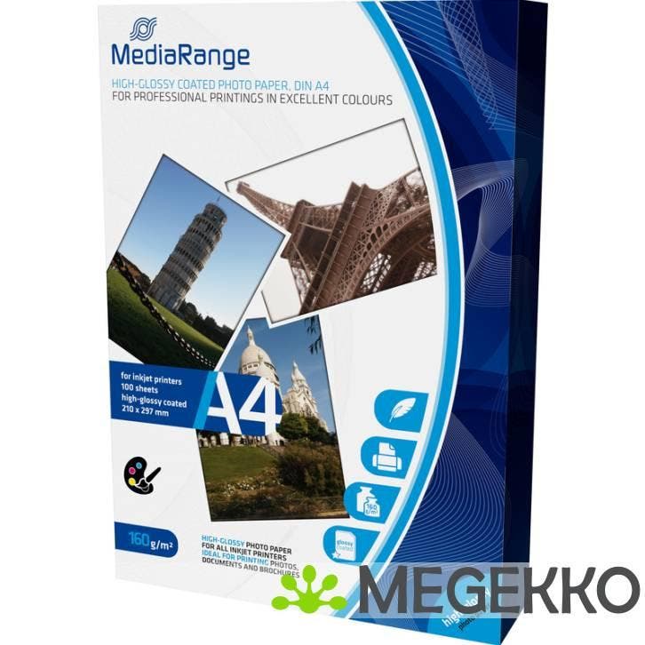 MediaRange MRINK105 glanzend fotopapier A4 - 100 vel - 160g, Computers en Software, Overige Computers en Software, Nieuw, Verzenden