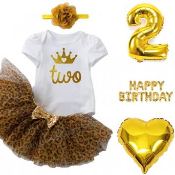 2e verjaardag kleding en decoratie set Wild Princess, Nieuw, Sweet-one, Jurk of Rok, Verzenden