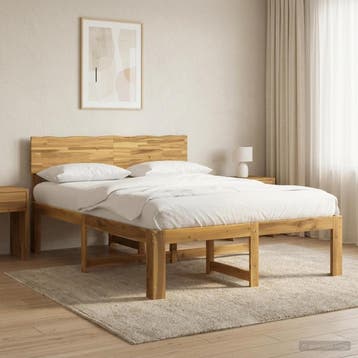 vidaXL Tweepersoonsbed met hoofdeinde ROSTOCK Witgewassen, Verzenden, Wit, Hout, Nieuw
