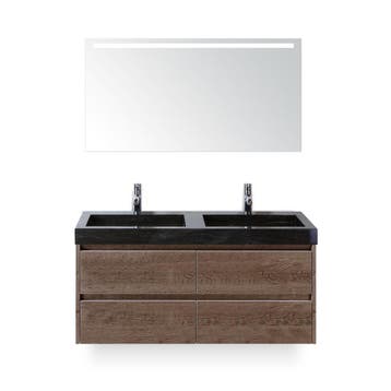 Dante Badmeubelset 120 cm - Tabacco - Wastafel Hardsteen Wit, Ophalen of Verzenden, Nieuw