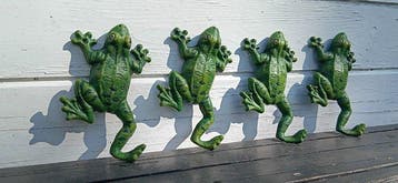 sculptuur, kapstokhaken kikkers - 17 cm - Gietijzer