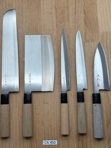 Japanese Kitchen Knives Set of 5 – Seki Munekage – Nakiri &