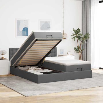 vidaXL Ottoman bed met matrassen en LEDs 180x200cm stof, Eenpersoons, Verzenden, Nieuw, 80 cm