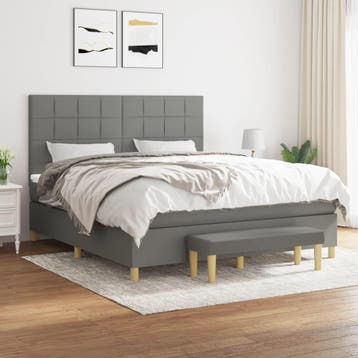 vidaXL Boxspring met matras stof donkergrijs 160x200 cm, Verzenden, 200 cm, 160 cm, Nieuw